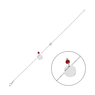 Браслет «Монета» з білого золота з фіанітом (арт. 322832бк)