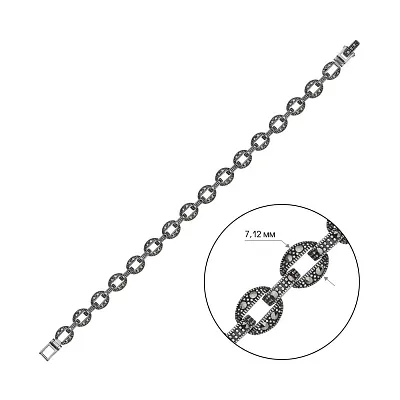 Срібний браслет з марказитами (арт. 7409/2460мрк)