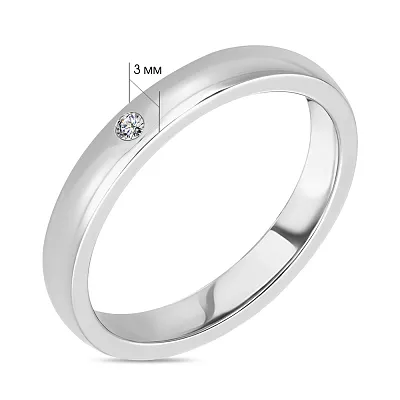 Обручальное кольцо из белого золота с бриллиантом (арт. К239207б)