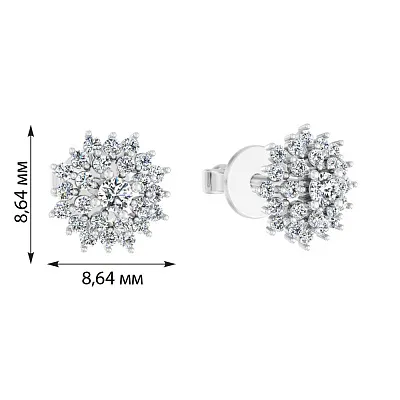Сережки-пусети з золота з розсипом діамантів (арт. Т011222050б)