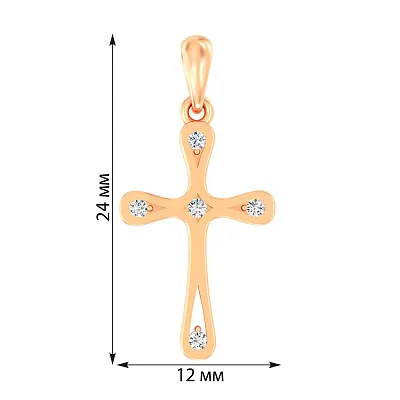 Хрестик з червоного золота з діамантами (арт. П011436005)