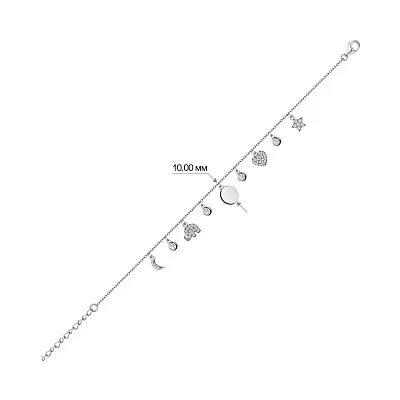 Браслет зі срібла з підвісками і з фіанітами (арт. 7509/3235)