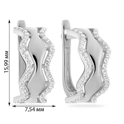 Сережки з фіанітами з білого золота (арт. 115000б)