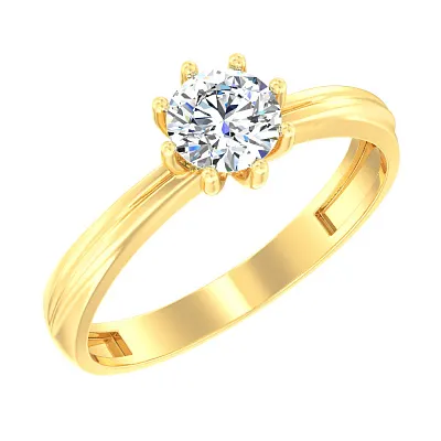 Золотое помолвочное кольцо с фианитом (арт. 142300ж)