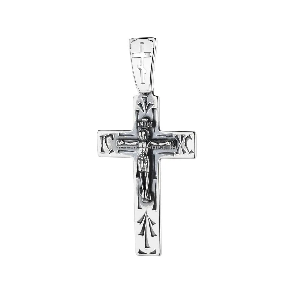 Серебряный крестик без камней (арт. 7904/3527-Ч) - цена