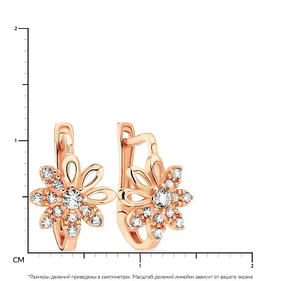 Детские сережки из золота «Цветы» с фианитами (арт. 107901)