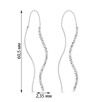 Сережки-протяжки з білого золота (арт. 108270б)