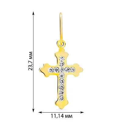 Хрестик з жовтого золота з фіанітами (арт. 440540ж)