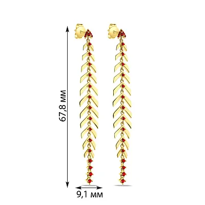 Довгі сережки зі срібла з жовтим родіюванням (арт. 7518/6595жак)