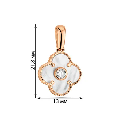 Золотой кулон Клевер с перламутром (арт. 424889/15п)