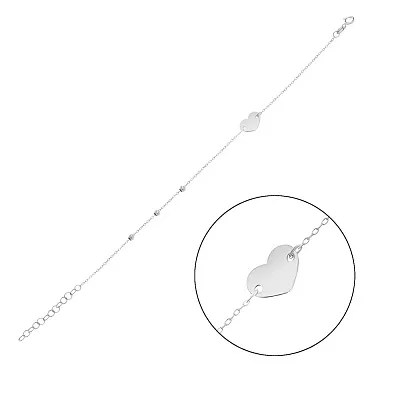 Браслет золотий «Сердечко» в білому кольорі металу (арт. 324875ба)