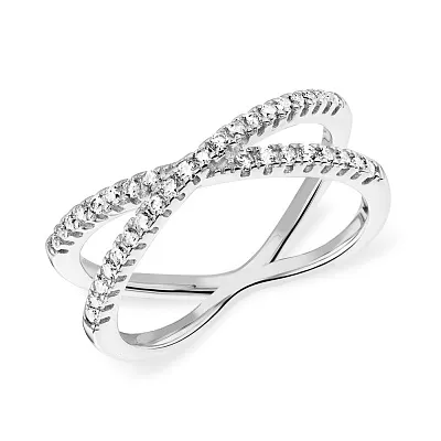 Двойное кольцо Trendy Style из серебра с фианитами  (арт. 7501/5619)