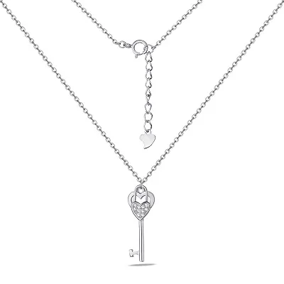 Срібне кольє «Ключ від серця» з фіанітами (арт. 7507/850)