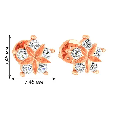 Золоті сережки пусети з фіанітами (арт. 110329)