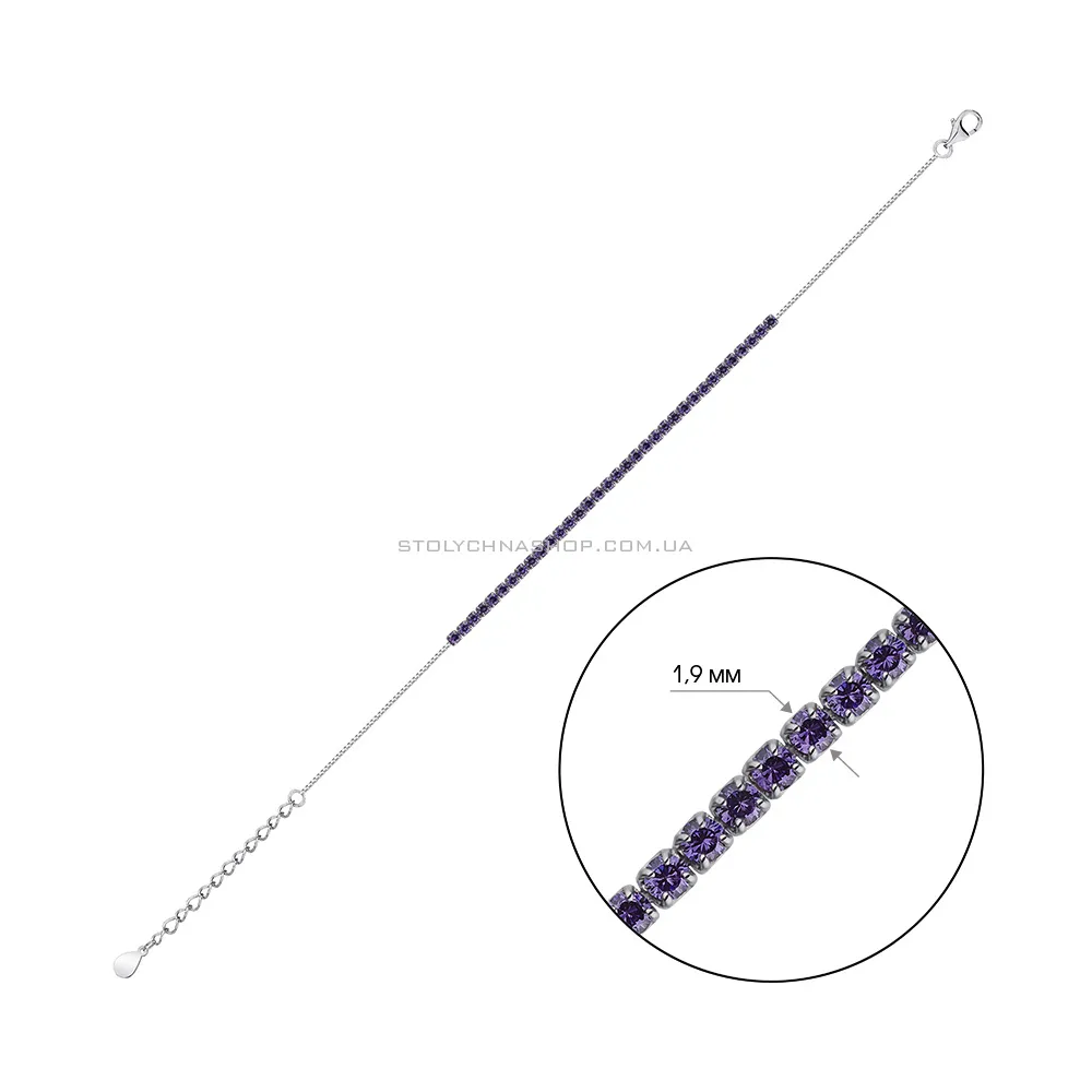 Срібний браслет з фіолетовими альпінітами (арт. 7509/622/1аф) - 2 - цена