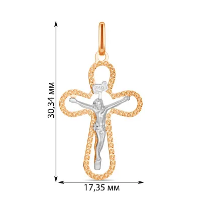 Крестик с распятием из комбинированного золота (арт. 500509)