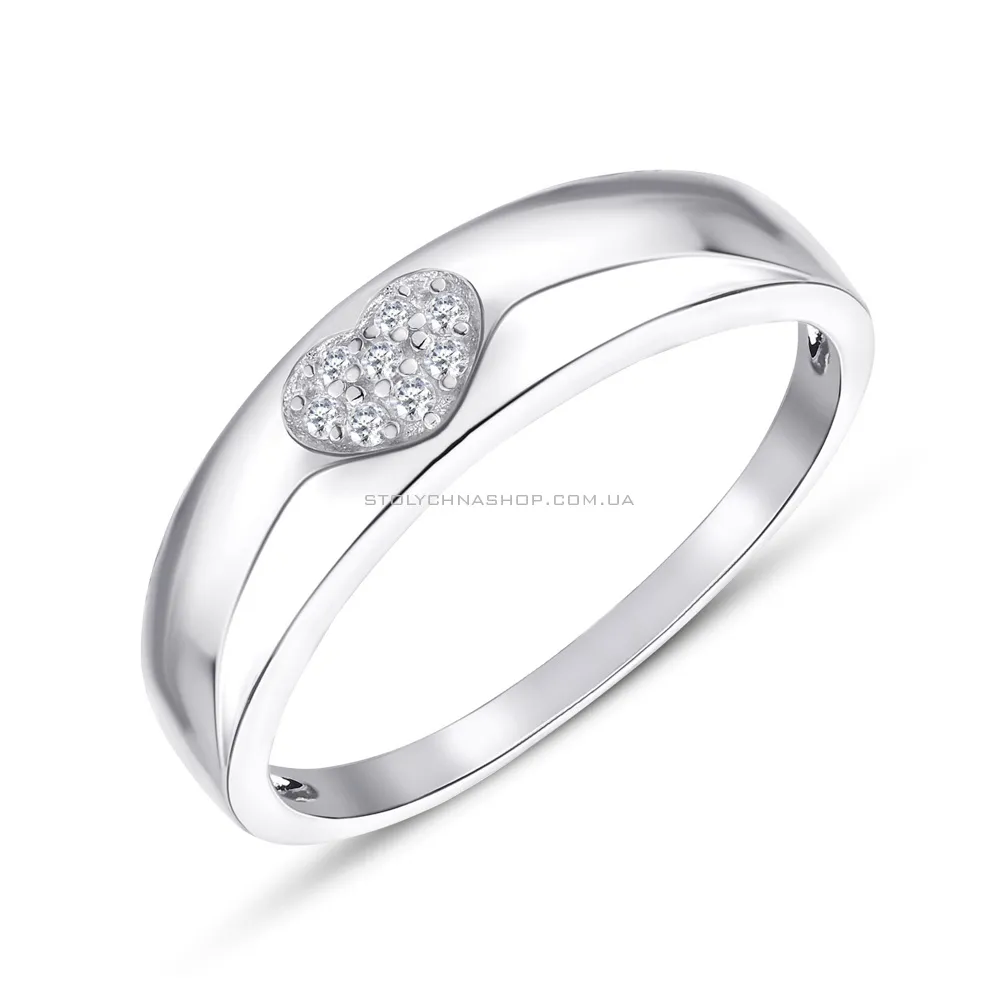 Серебряное кольцо «Сердечко» с фианитами   (арт. 7501/4438)