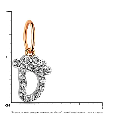 Золотая подвеска &quot;Ножка&quot; с белыми фианитами (арт. 422789)