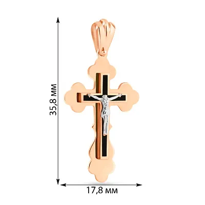 Золотий хрестик з розп'яттям і емаллю (арт. 500665еч)