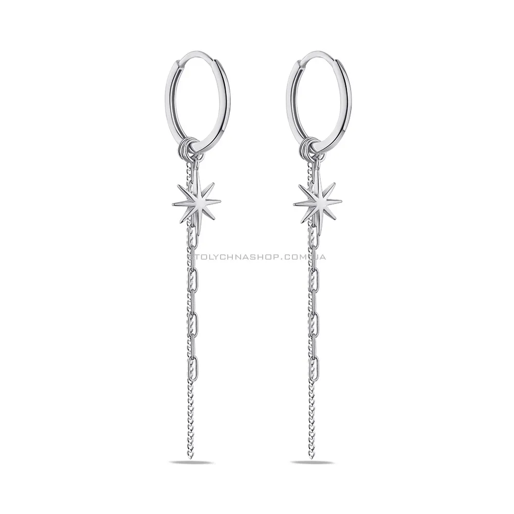 Сережки зі срібла з довгою підвіскою (арт. 7502/4887/15) - цена
