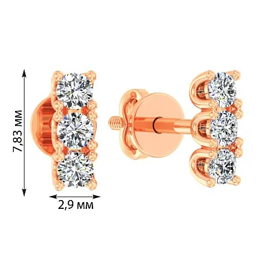 Золоті сережки-цвяшки з фіанітами (арт. 110872)