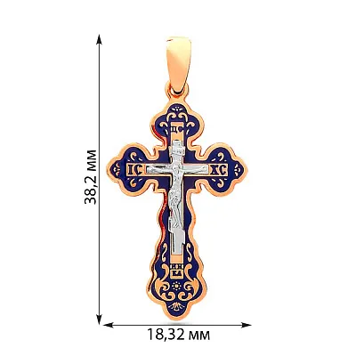 Золотой нательный крестик с распятием и эмалью (арт. 505001с)