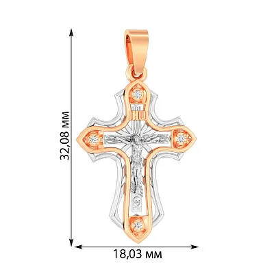 Золотой нательный крестик с распятием и фианитами (арт. 501648бк)