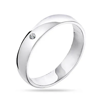 Обручальное кольцо из белого золота с бриллиантом (арт. К239041б)