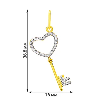 Золота підвіска "Ключ" з фіанітами (арт. 440324ж)