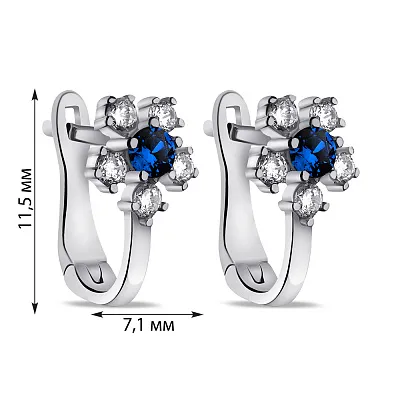 Срібні сережки з альпінітами і фіанітами (арт. 7502/9471ас)