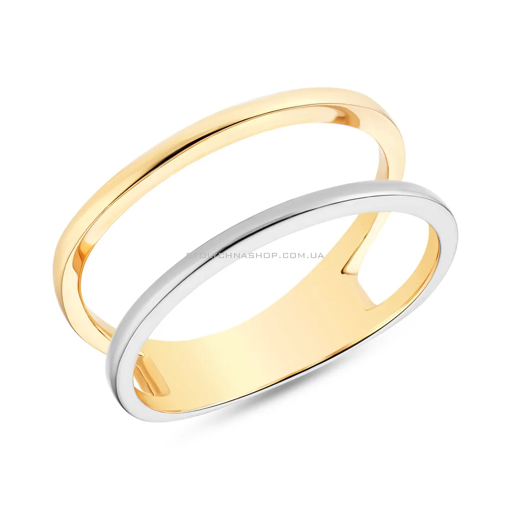 Двойное кольцо из желтого и белого золота  (арт. 154523жб)