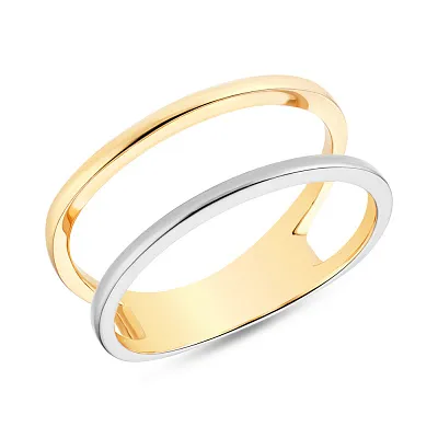 Двойное кольцо из желтого и белого золота  (арт. 154523жб)