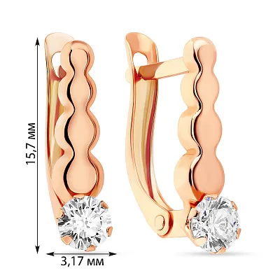 Сережки золоті з білими фіанітами (арт. 107056)