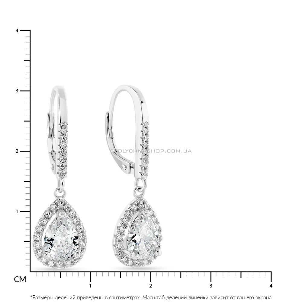 Сережки-підвіски "Крапля" зі срібла з фіанітами  (арт. 7502/4507)