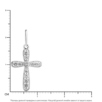 Хрестик з білого золота з фіанітами (арт. 440401б)