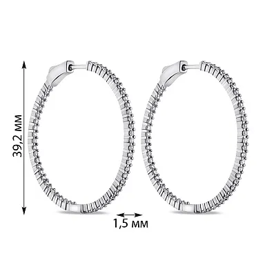 Срібні сережки-кільця з доріжкою з фіанітів (арт. 7502/9413/40)