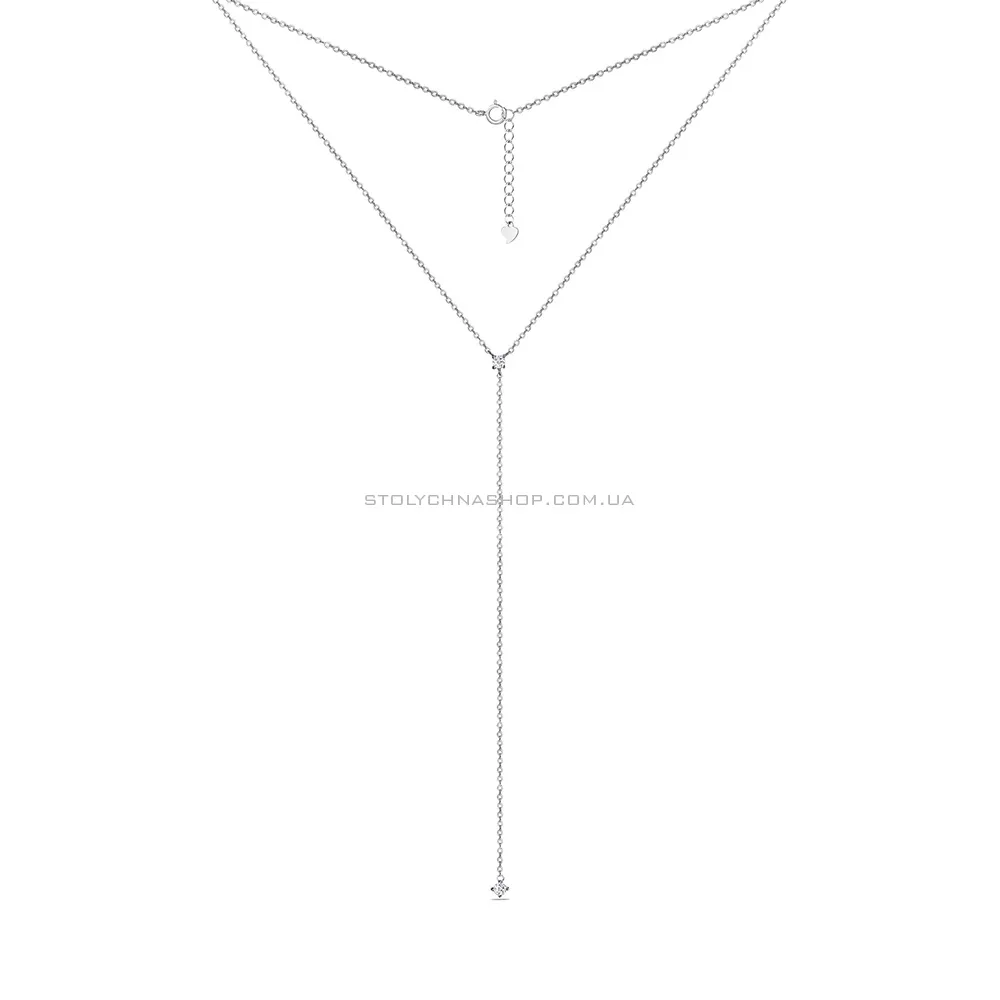 Кольє-краватка зі срібла з фіанітами (арт. 7507/1292) - 2 - цена