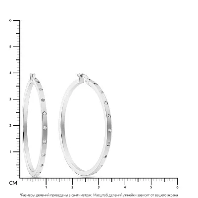 Сережки-кільця з білого золота з фіанітами  (арт. 105190/40б)