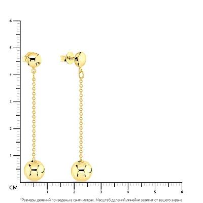 Сережки-пусети з жовтого золота з підвісками  (арт. 108768ж)