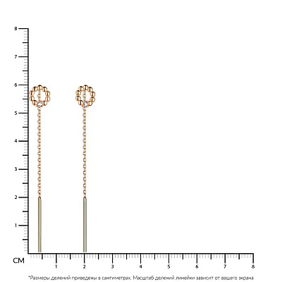 Золотые серьги-цепочки с фианитами (арт. 108015)