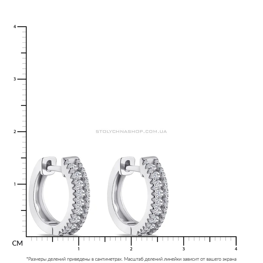Срібні сережки-кільця з доріжками з фіанітів  (арт. 7502/4707/15) - 2 - цена