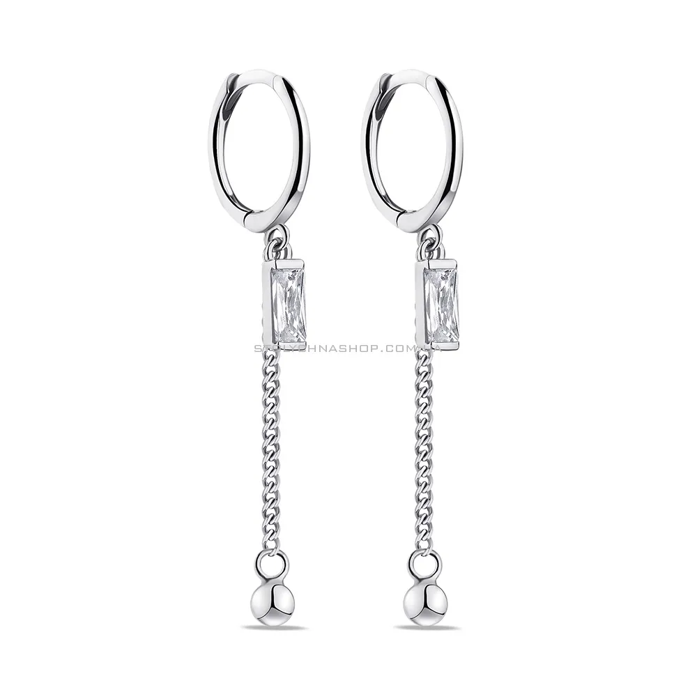 Срібні сережки з підвіскою і фіанітами (арт. 7502/9370/10) - цена