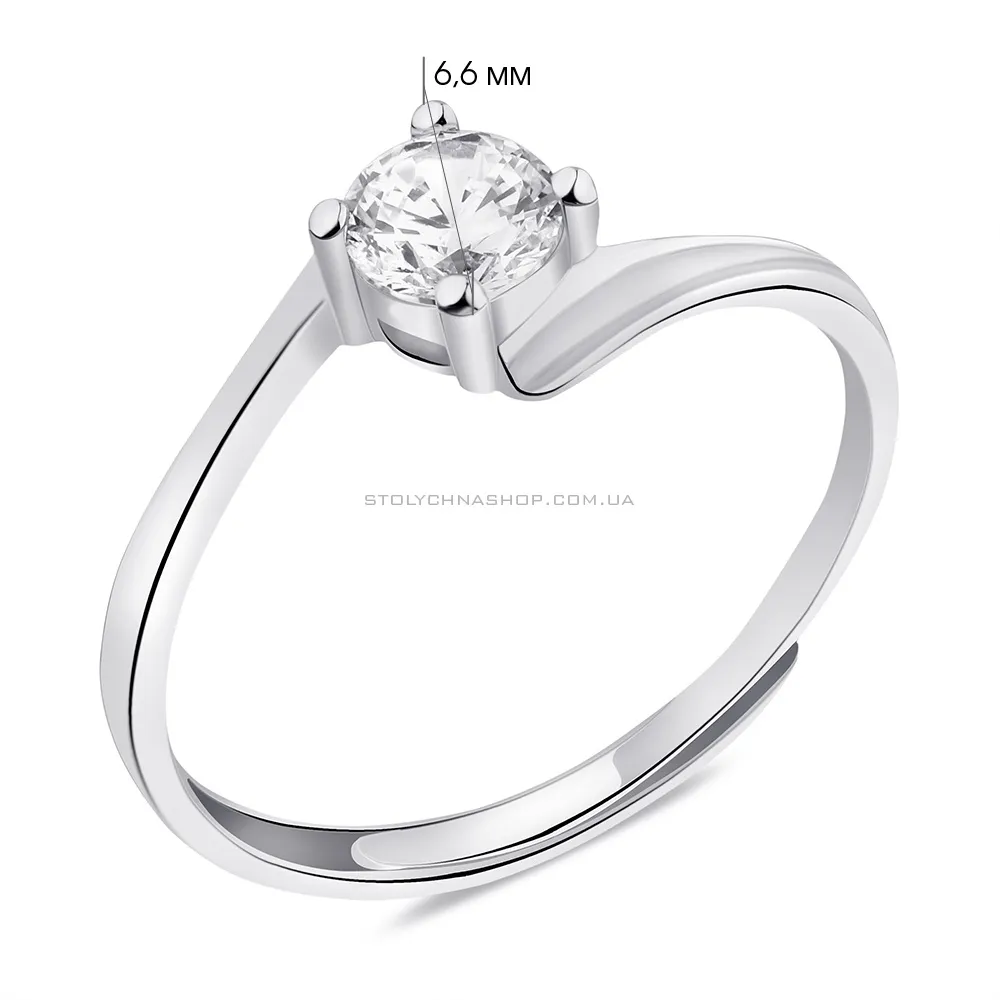 Безразмерное серебряное кольцо с фианитом (арт. 7501/6252) - 2 - цена