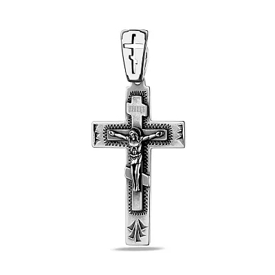Натільний хрестик зі срібла (арт. 7904/3505-Ч)
