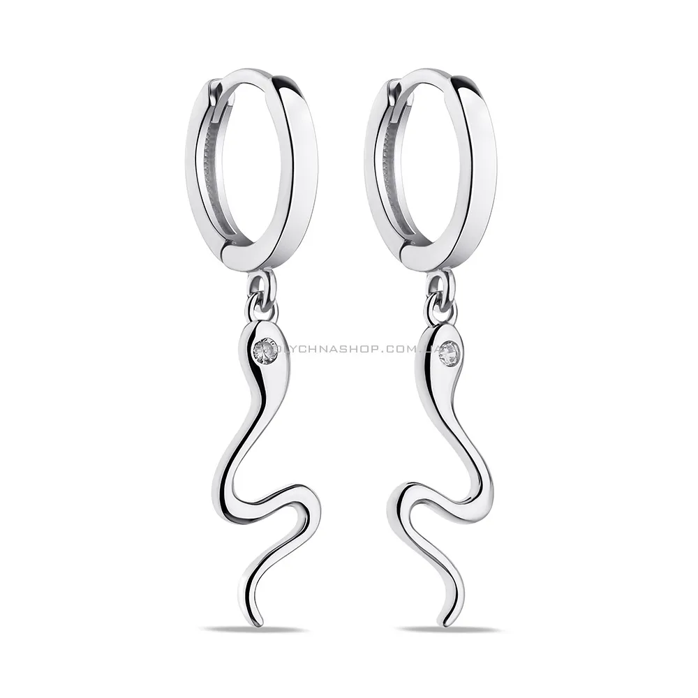 Срібні сережки Змія з фіанітами (арт. 7502/9357/10) - цена