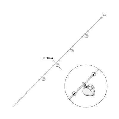 Браслет на ногу зі срібла з підвісками  (арт. 7509/3374)