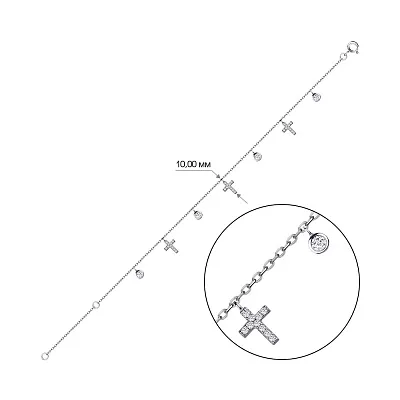 Браслет из серебра с подвесками и с фианитами  (арт. 7509/3163)