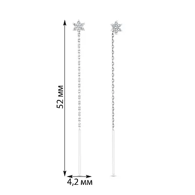Сережки-протяжки з білого золота з діамантами (арт. С011695010б)