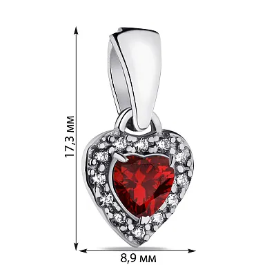 Кулон из серебра Сердце с альпинитом и фианитами (арт. 7503/А027акпю)