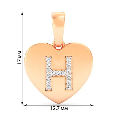 Золотий підвіс Літера Н з фіанітами (арт. 440978)